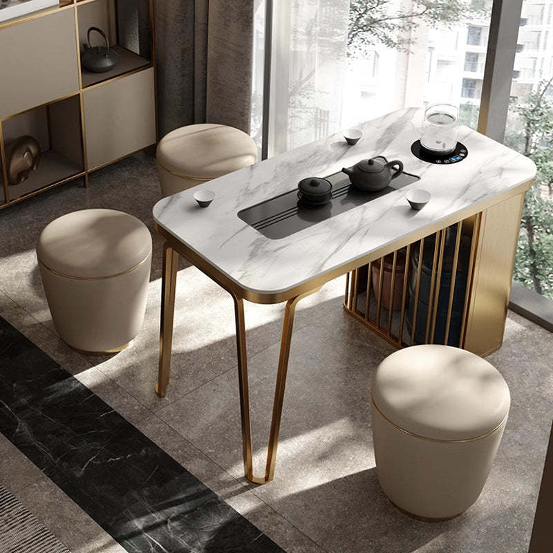 Contemporary Minimalist Leather Round Vanity Stool