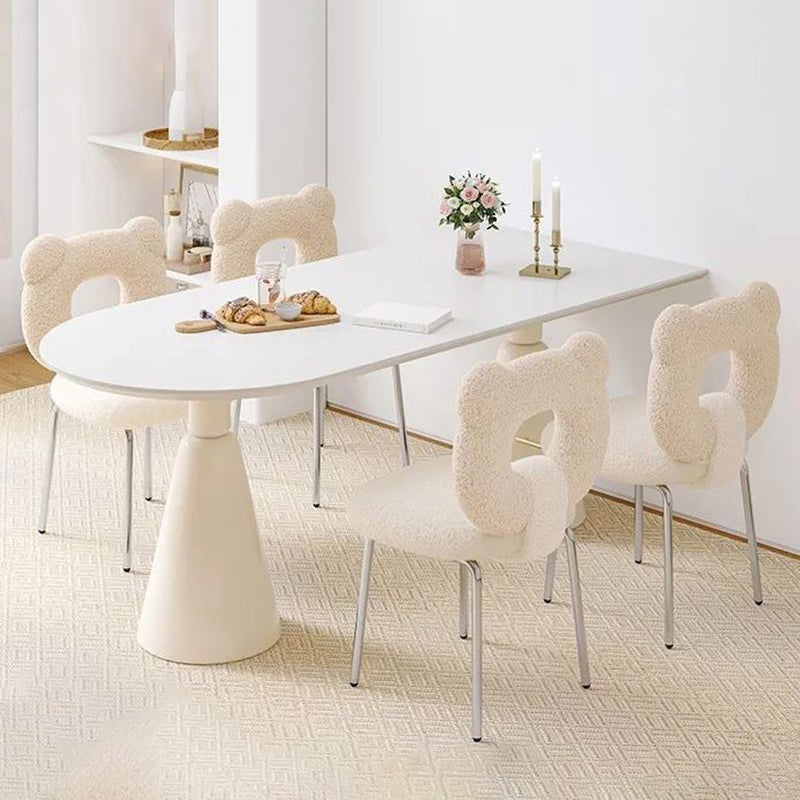 Minimalist Bear Lambswool Fabric Vanity Stool