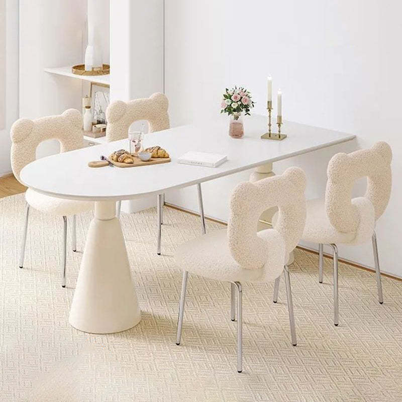 Minimalist Bear Lambswool Fabric Vanity Stool