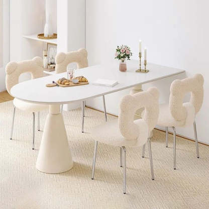 Minimalist Bear Lambswool Fabric Vanity Stool