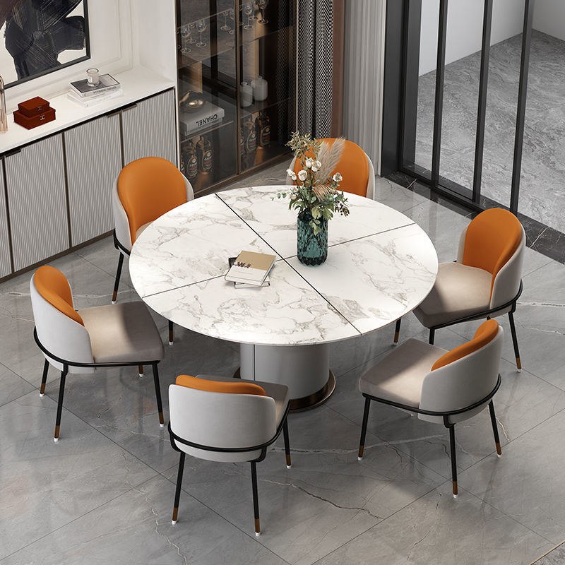Nordic Leather Fabric Iron Wraparound Dining Chair — Orange - Velvet