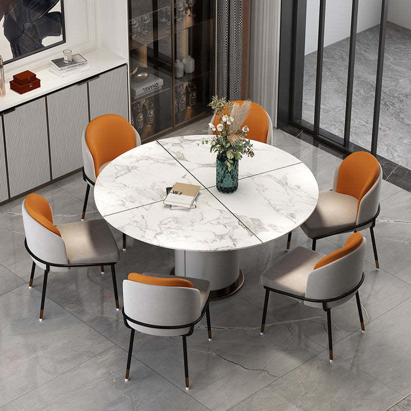 Nordic Leather Fabric Iron Wraparound Dining Chair — Orange - Velvet