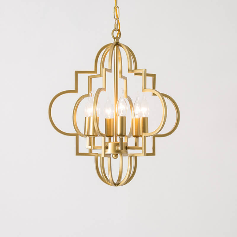 Hollow lantern iron chandeliers for bedroom — 220V-240V (UK/AU)