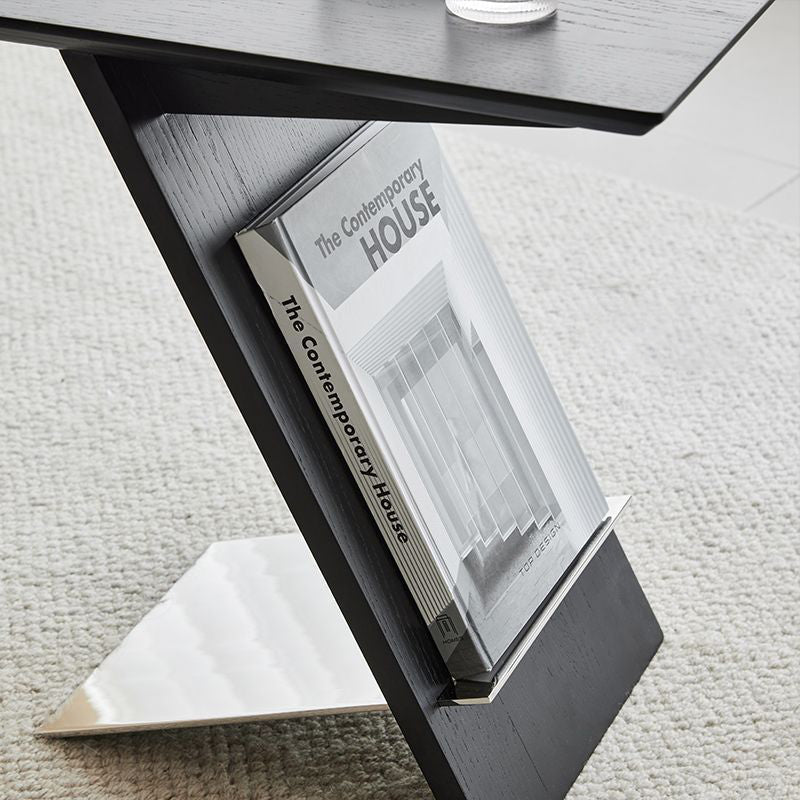 Scandinavian Z-Shape Wood Metal Coffee Table