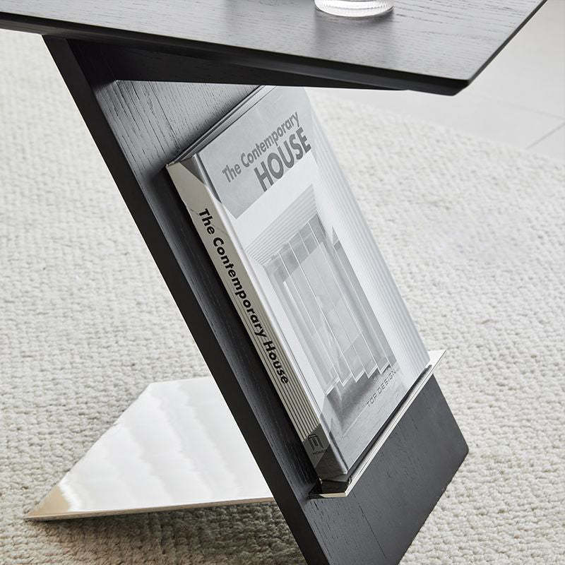 Scandinavian Z-Shape Wood Metal Coffee Table