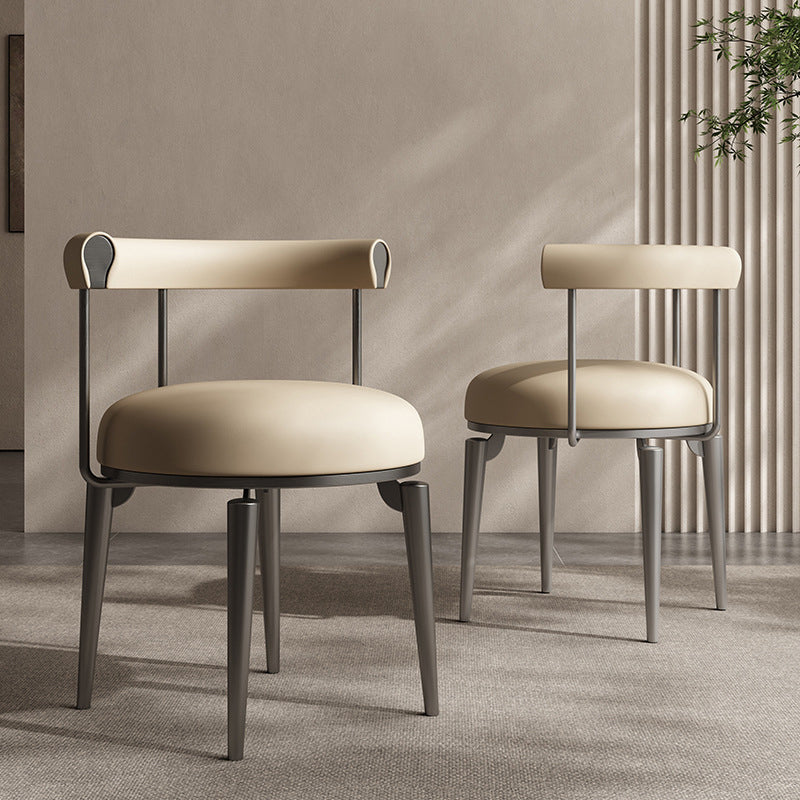 Nordic Round Leather Steel Dining Chair