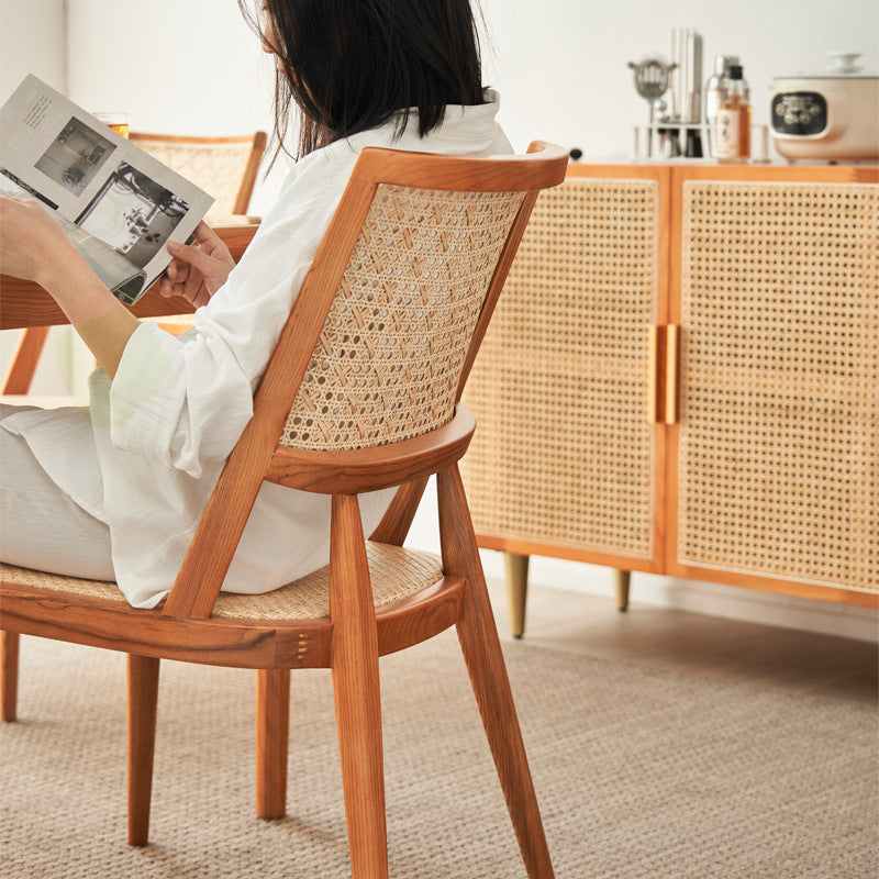Vintage Rattan Woven Wood Dining Chair