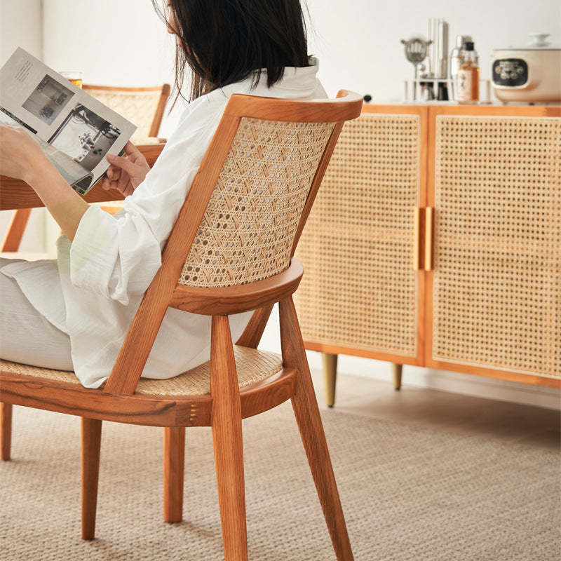 Vintage Rattan Woven Wood Dining Chair