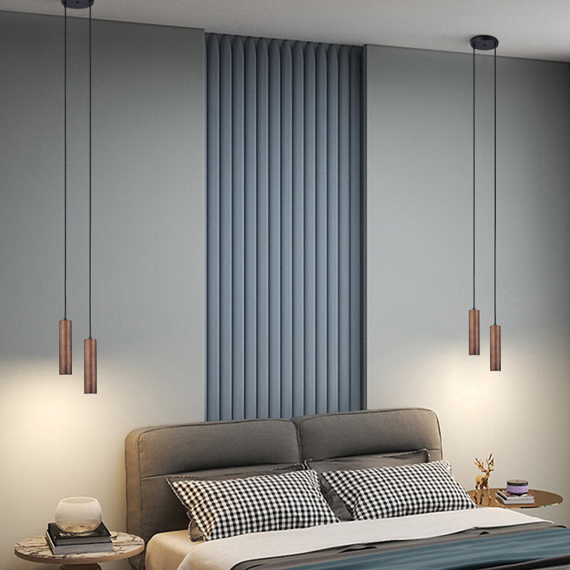 Minimalist Wood Cylinder LED Pendant Light