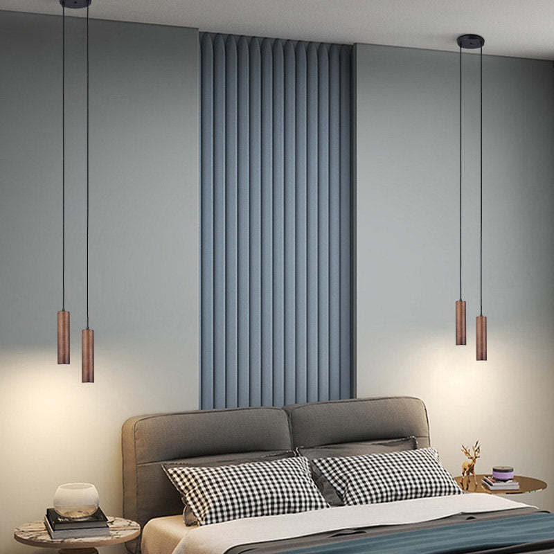 Minimalist Wood Cylinder LED Pendant Light