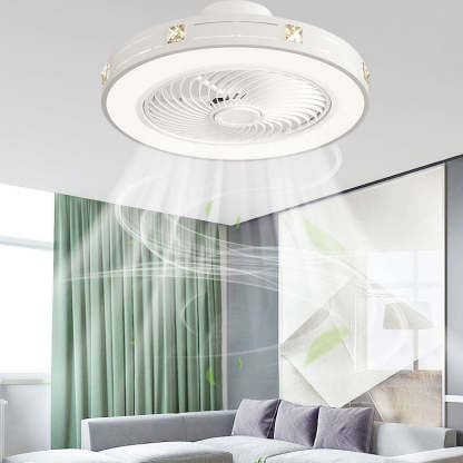 Minimalist Iron Copper LED Flush Mount Ceiling Fan Light