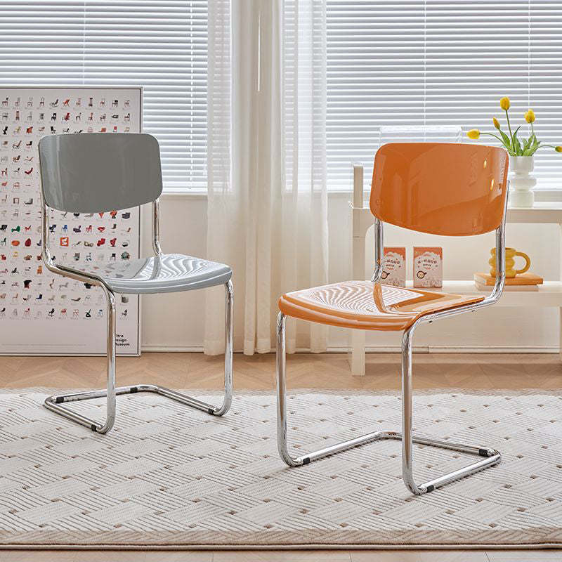 Modern Steel Dining Chair — White