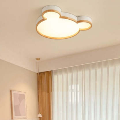 Nordic Wood Bear LED Kids Flush Mount Light