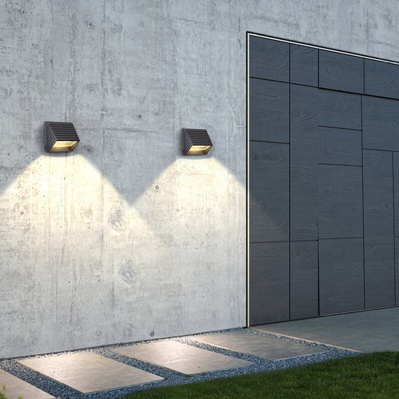 Outdoor Striped Trapezoidal LED Patio Wall Sconce