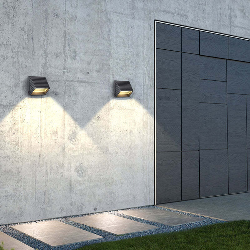 Outdoor Striped Trapezoidal LED Patio Wall Sconce