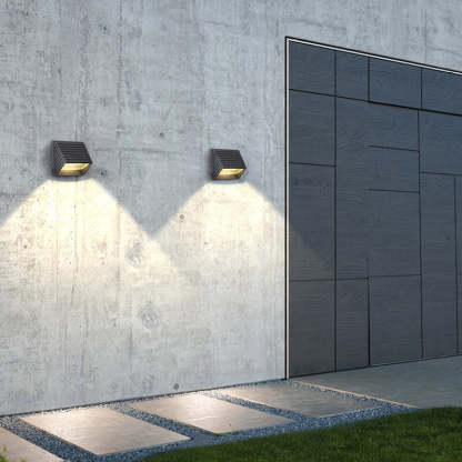 Outdoor Striped Trapezoidal LED Patio Wall Sconce