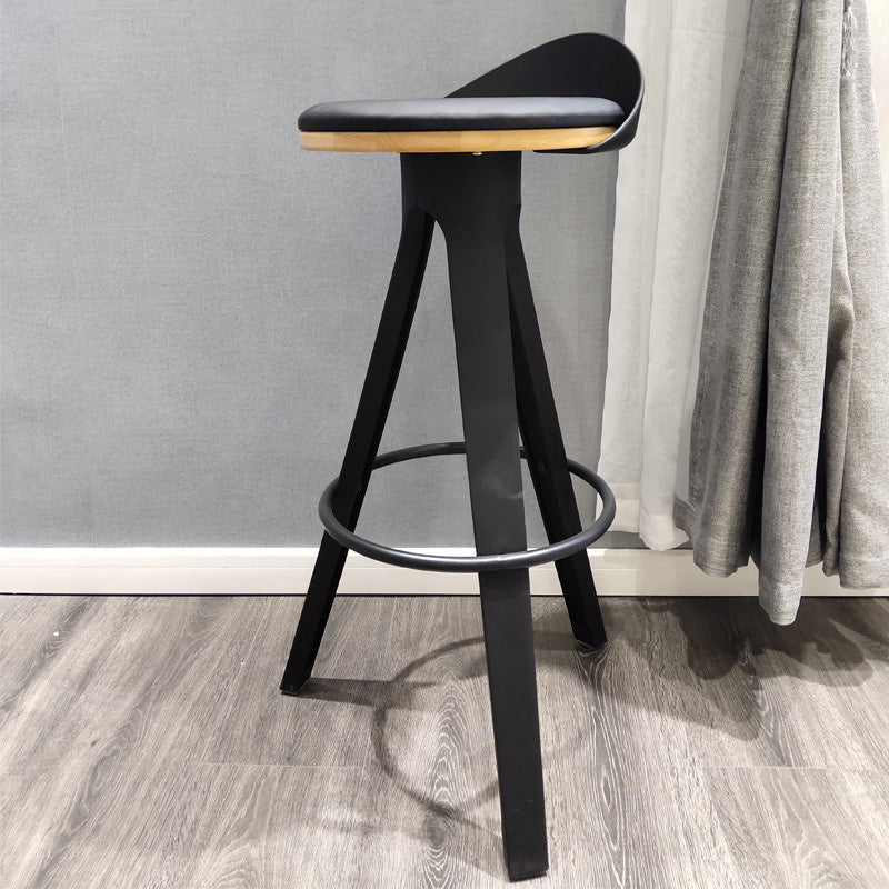 Minimalist Plastic Wooden Tripod Bar Stool — B