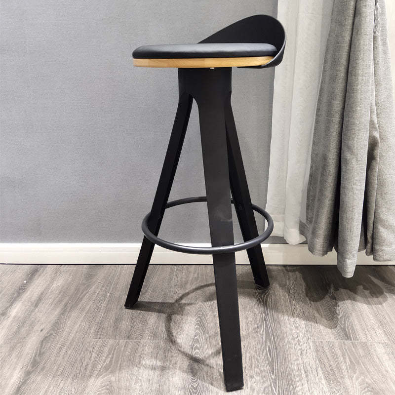 Minimalist Plastic Wooden Tripod Bar Stool — B