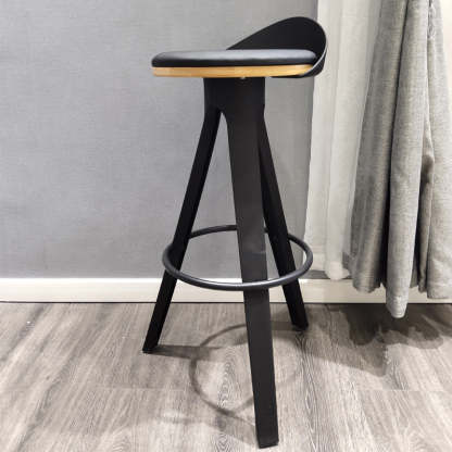 Minimalist Plastic Wooden Tripod Bar Stool — B