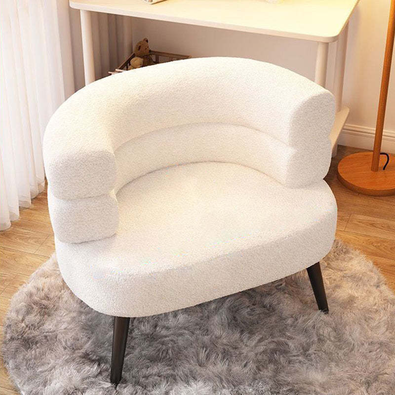 Nordic Round Lambswool Upholstered Vanity Stool