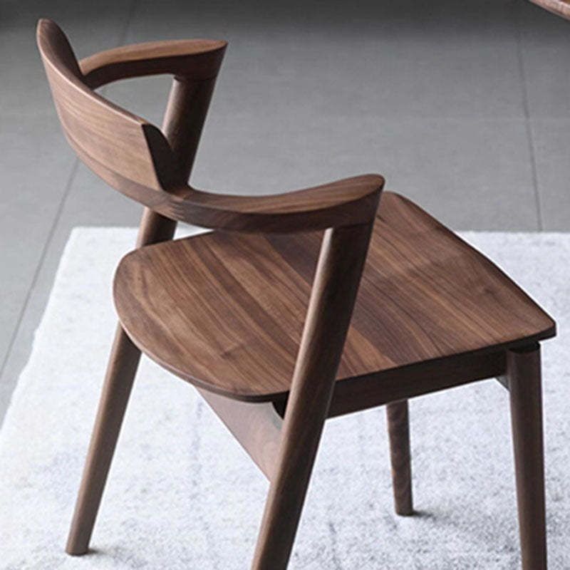 Traditional Chinese Walnut Curved Dining Chair