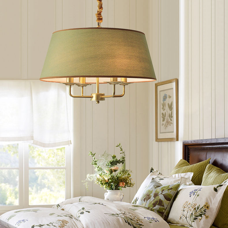 European Vintage Classic Iron Cloth 4-Light Pendant
