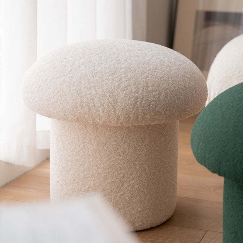 Scandinavian Lambswool Wood Round Mushroom Vanity Stool