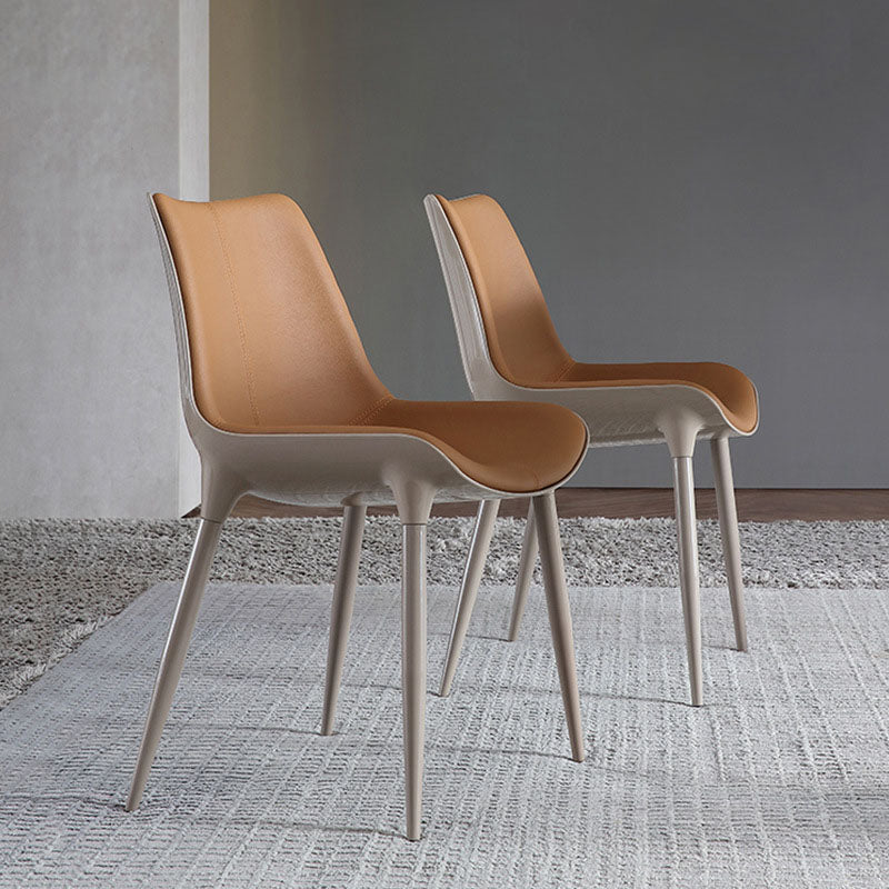 Modern Cowhide Steel Curved Dining Chair