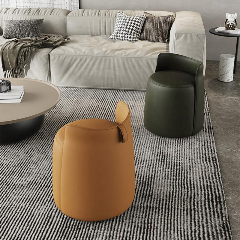 Modern Microfiber Leather Swivel Cylinder Vanity Stool — Green