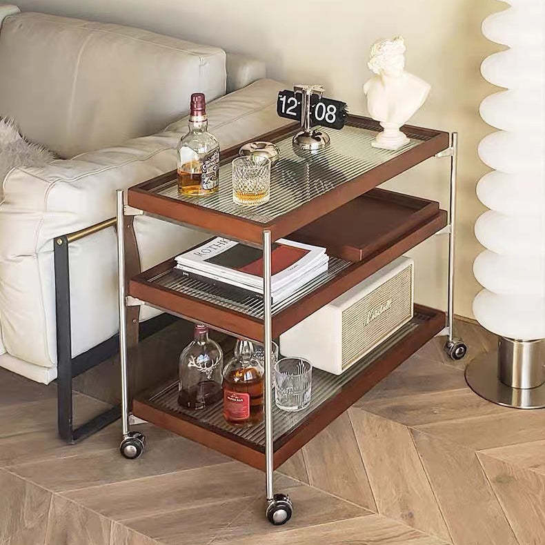 Minimalist Steel Glass Wood End Table