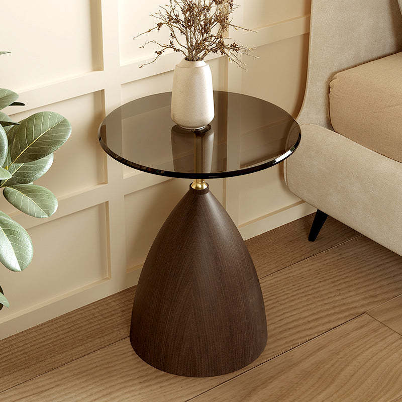 Minimalist Cone Glass Steel End Table