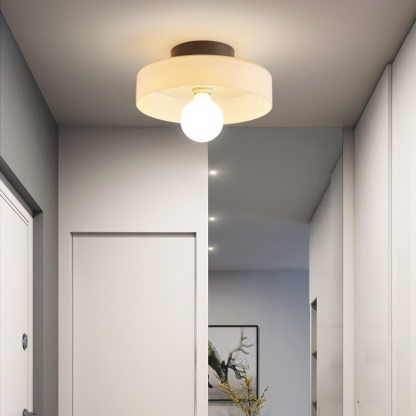Scandinavian Modern Round Plate Iron Glass Sconce — Yellow / 220V-240V For UK/AU