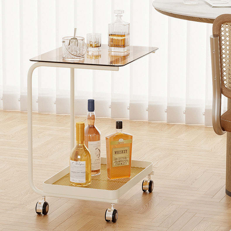Scandinavian C-Shaped Glass Top End Table