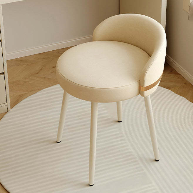 Modern Leather Metal Round Vanity Stool