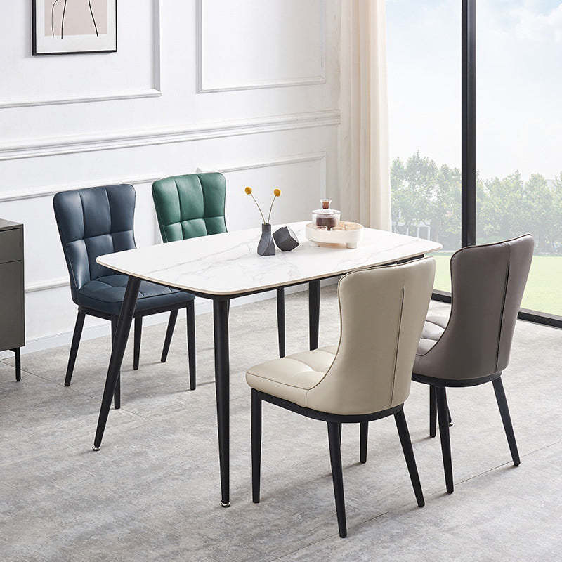 Nordic Lattice Leather Steel Dining Chair