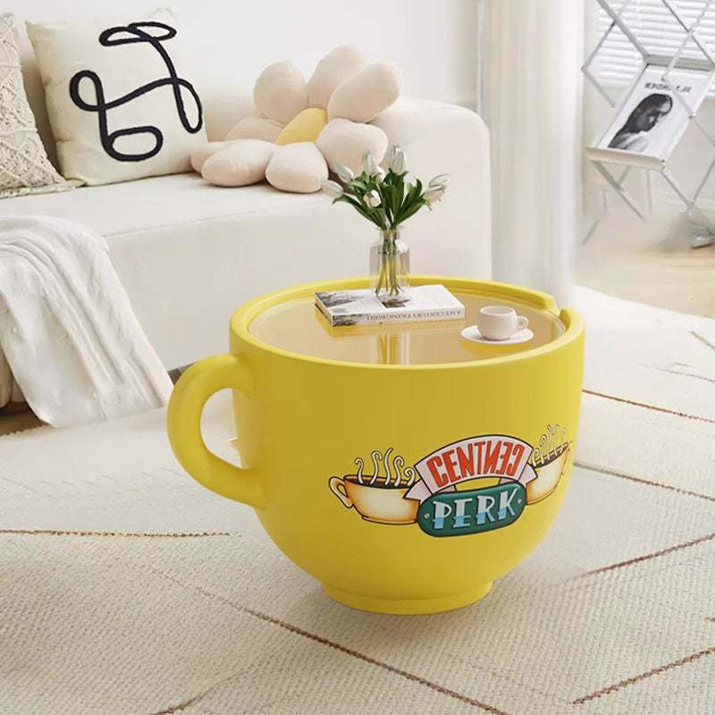 Contemporary Cup Column Glass Resin Coffee Table