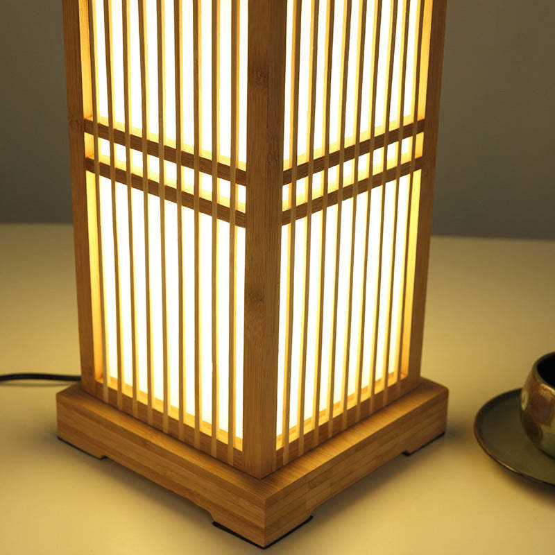 Japanese Wooden Square Column Table Lamp