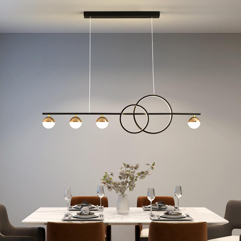 Lighom luxury island long brass chandeliers — 31.5" W x 9.84" H / 3-Color Changeable / Brushed Gold