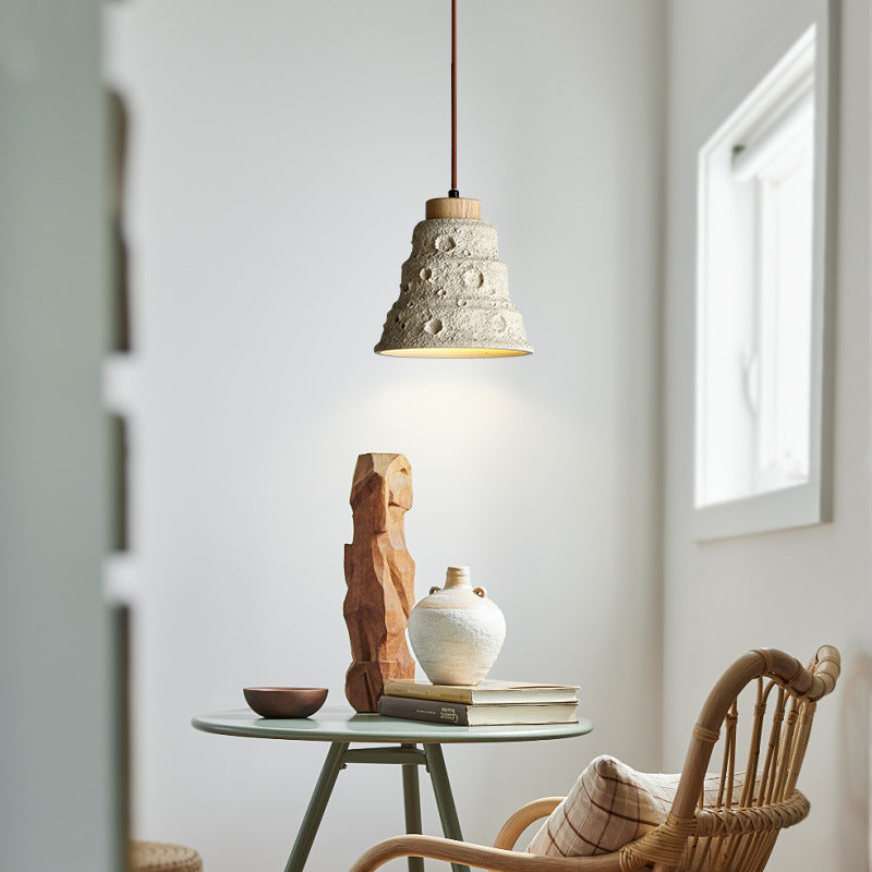 Scandinavian Cylinder Cone Cement Solid Wood Pendant Light