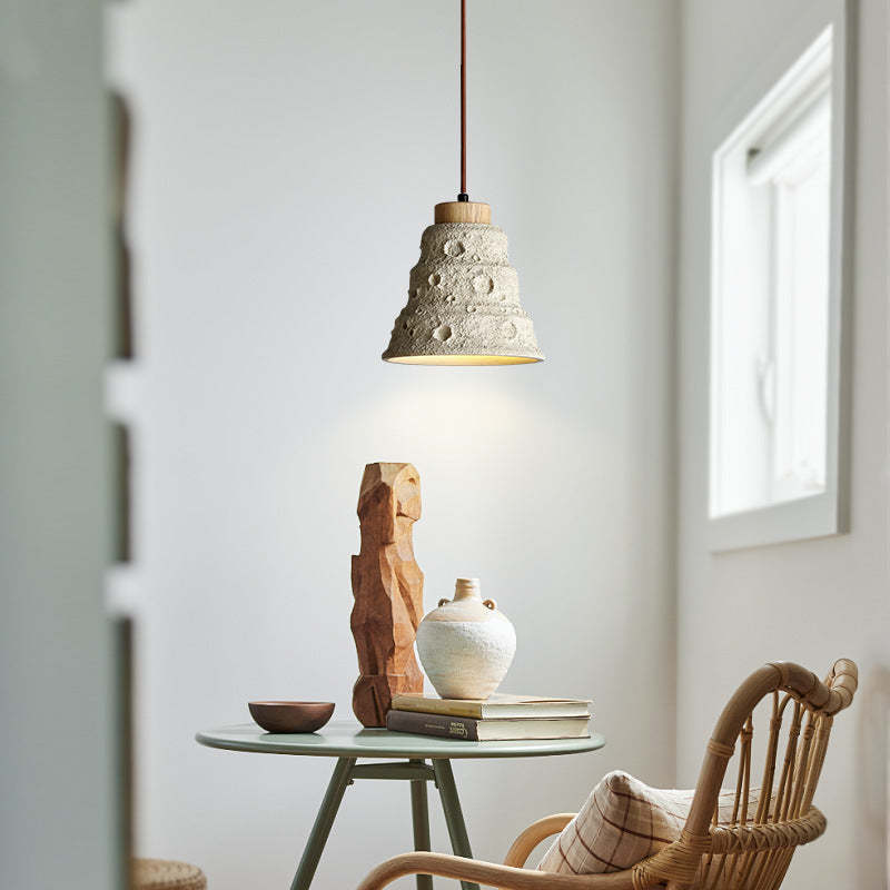 Scandinavian Cylinder Cone Cement Solid Wood Pendant Light