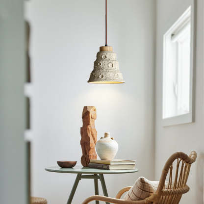 Scandinavian Cylinder Cone Cement Solid Wood Pendant Light