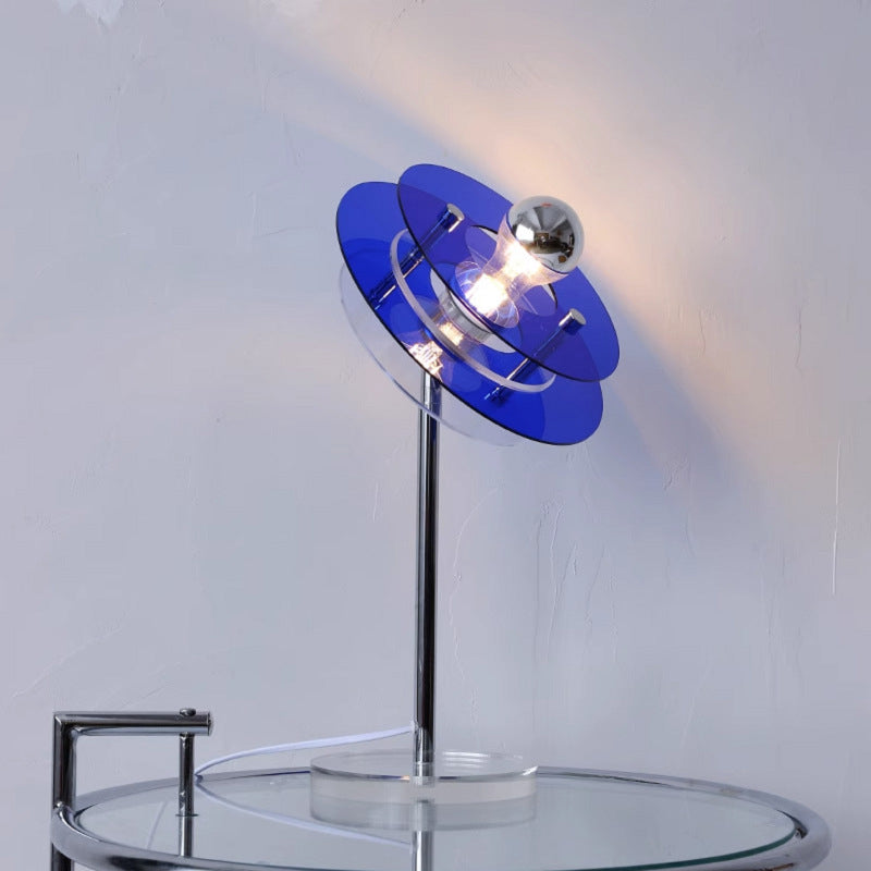 Mid-Century Flying Saucer Iron Acrylic Lamp