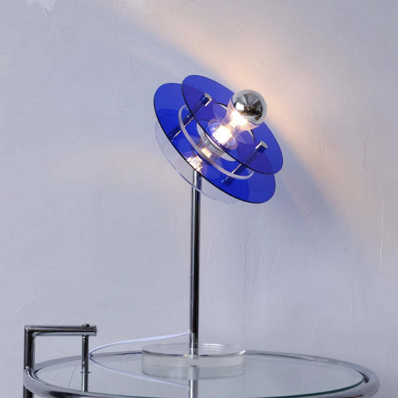 Mid-Century Flying Saucer Iron Acrylic Lamp