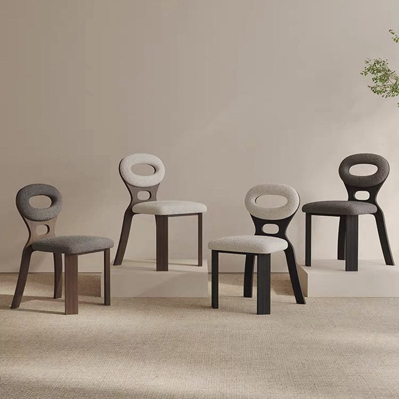 Nordic Oval Hollowed Lambswool Wood Dining Chair