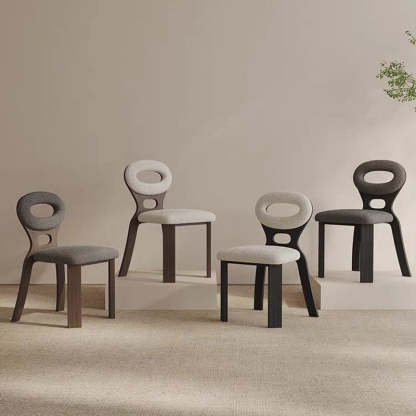 Nordic Oval Hollowed Lambswool Wood Dining Chair