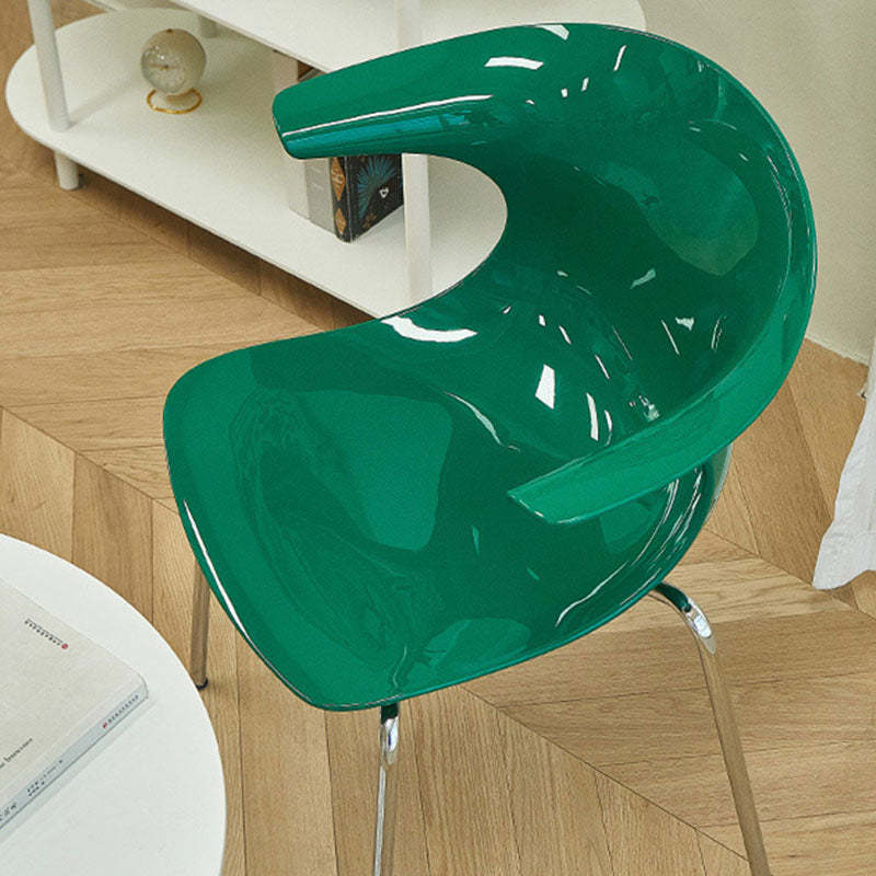 Minimalist Curved Plastic Metal Dining Chair