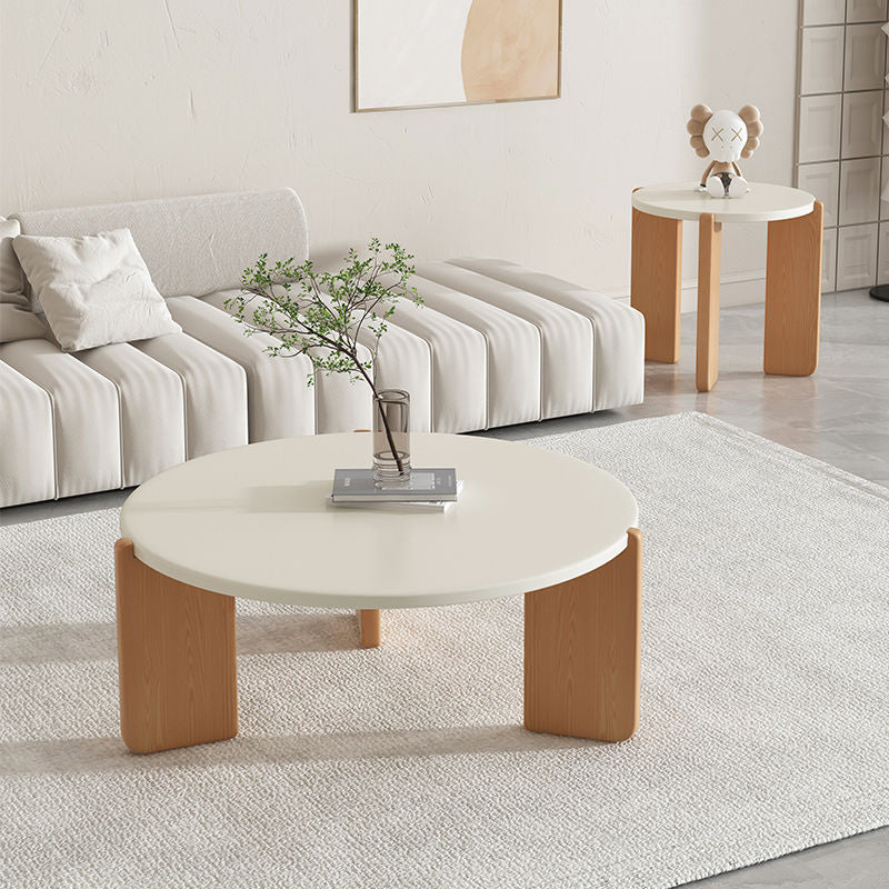 Contemporary Rock Beam Three-Leg Wood Coffee Table — Large - Rock Beam