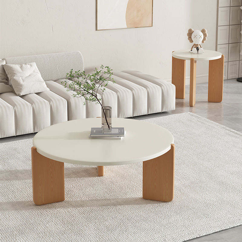 Contemporary Rock Beam Three-Leg Wood Coffee Table — Large - Rock Beam