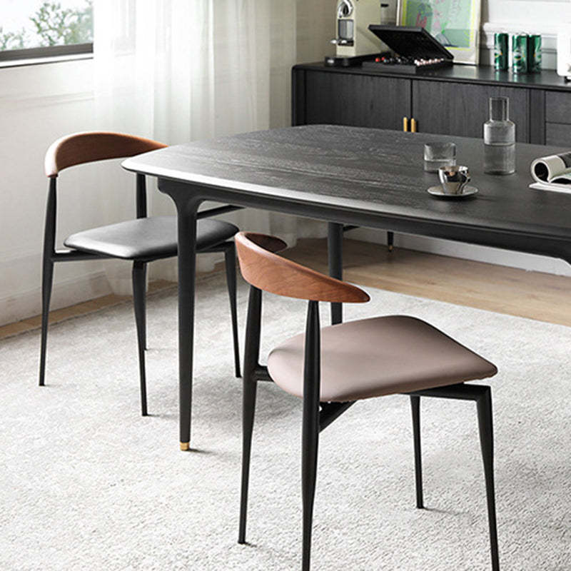 Nordic Cowl Curved Leather Wood Dining Chair