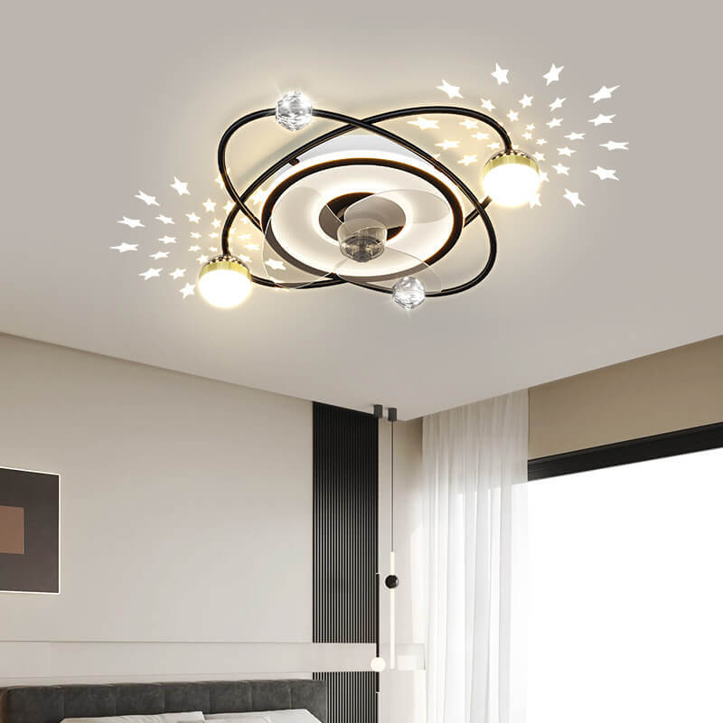 Modern Light Ring Flush Mount Ceiling Fan Light — Non-shakeable - 220V-240V For UK/AU / Gold / Infinitely Dimmable